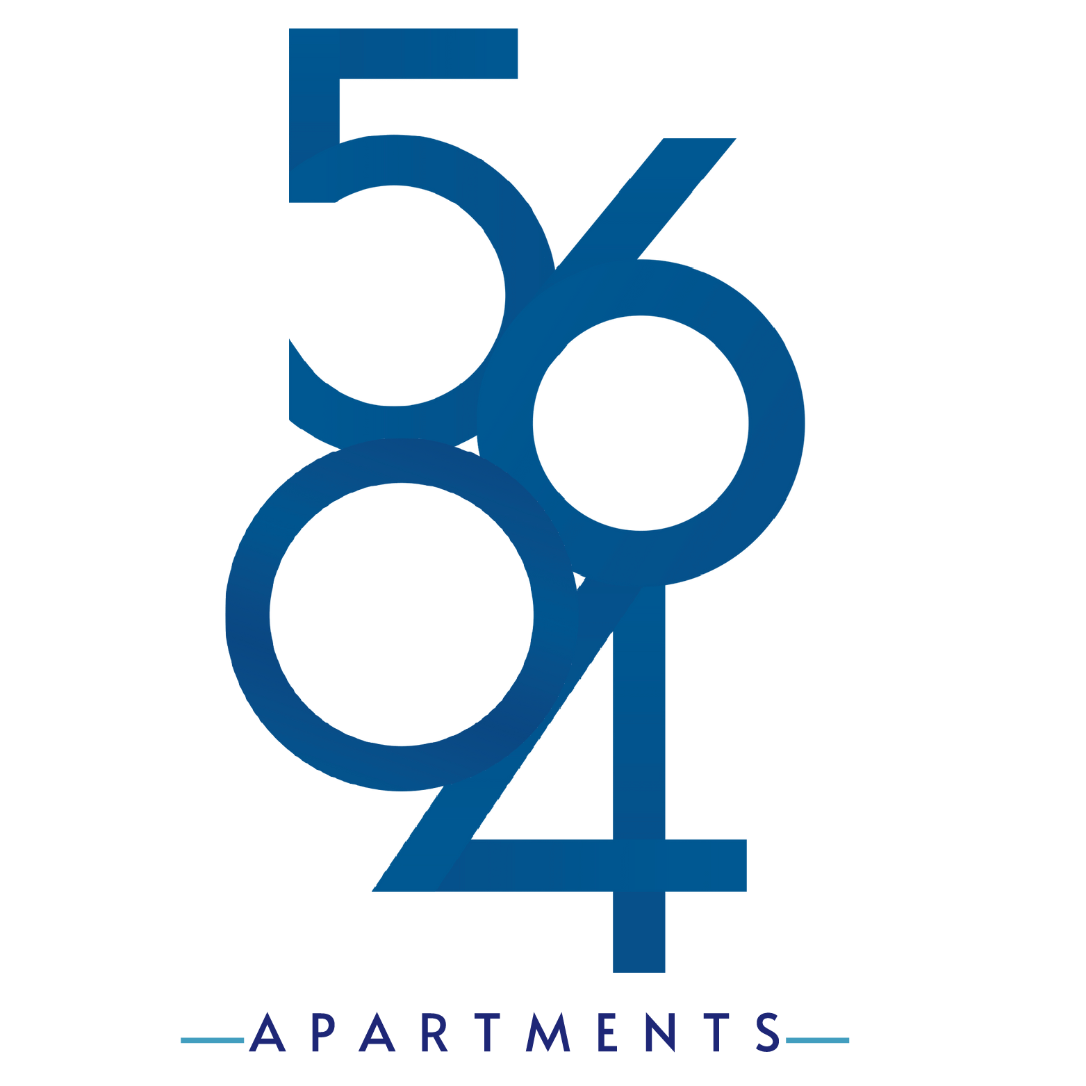 A blue and green logo for 504 Apartments.